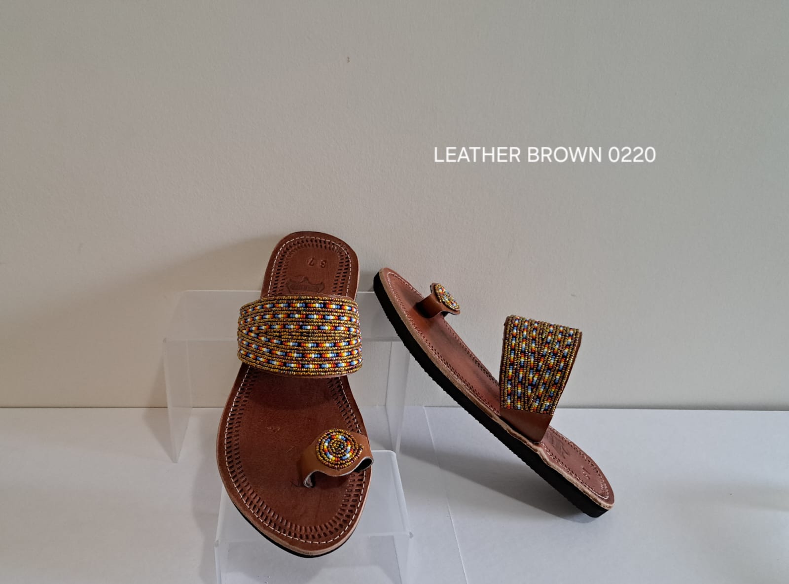 Color Beads -Leather Sandals 0220